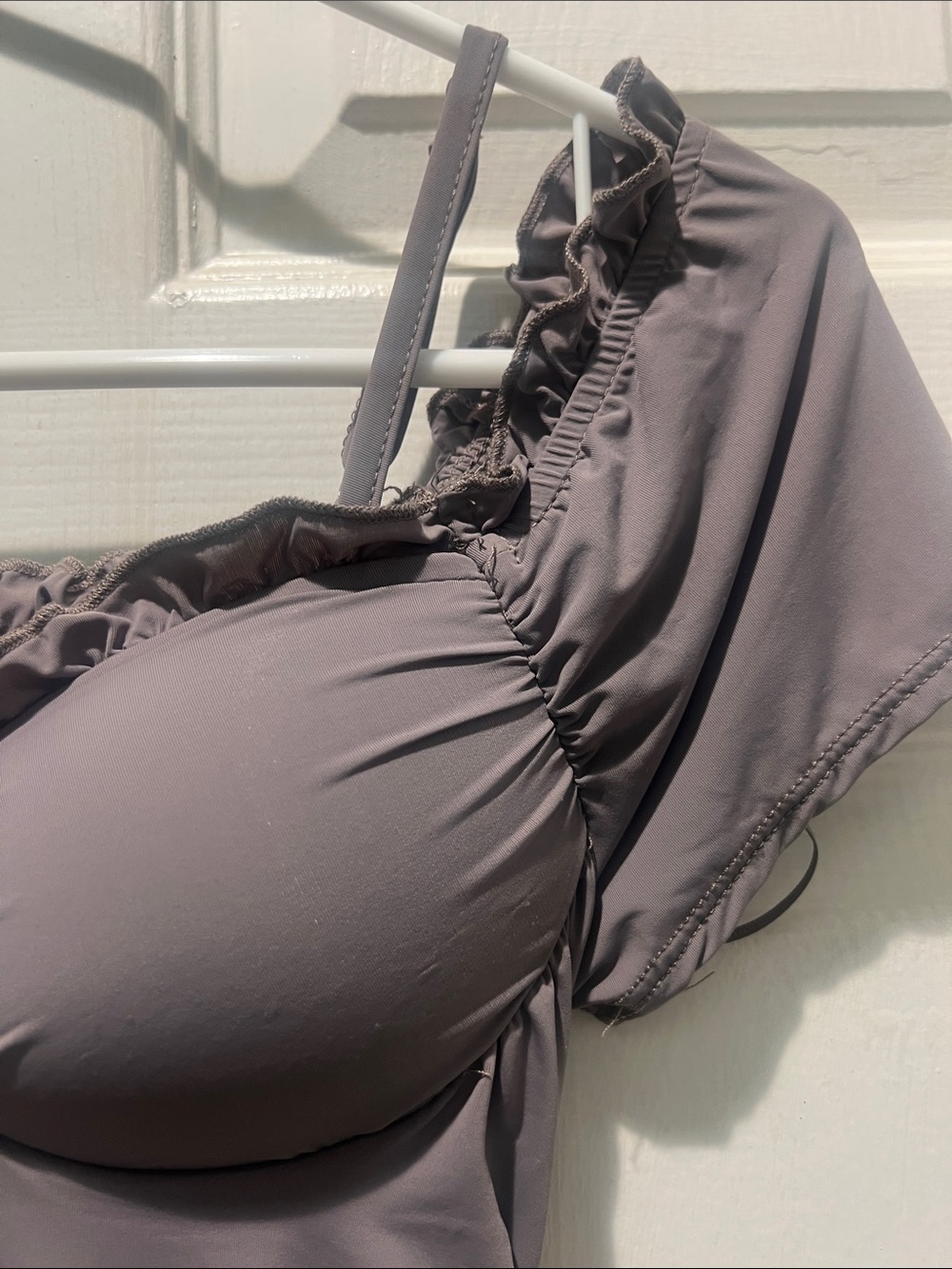 Aster Ruched Off-Shoulder Midi Dress in Light Brown - Picture 5 of 13